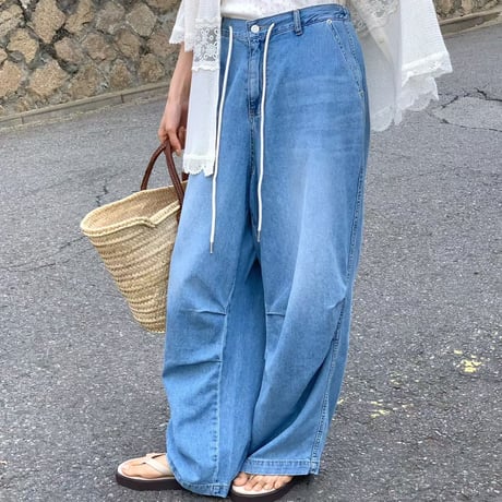 0915 tuck 美ラインsoft denim/2カラー