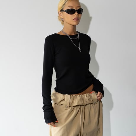 1044 Back Open Long Sleeve Tee/4カラー