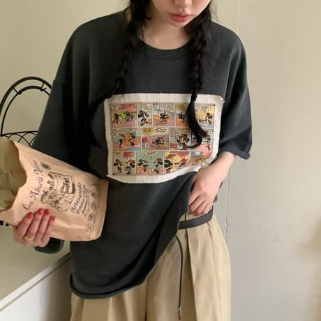 1038 Mickey Comic Patch Tee/3カラー
