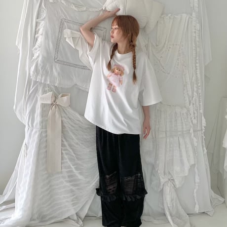【数量限定】lace cutoff pants/2カラー