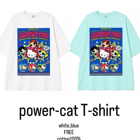 【★即納★数量限定】Power-cat tshirt/2カラー