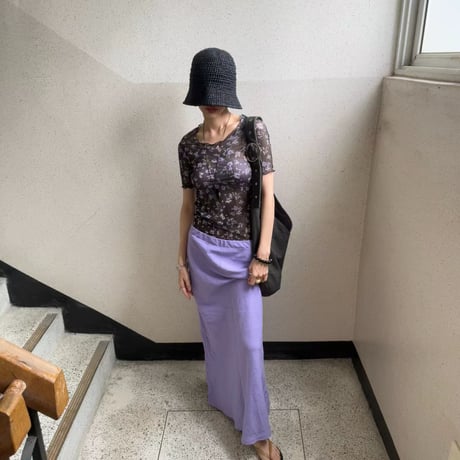 0908 【数量限定】❤eee❤リネン long skirt/パープルのみ