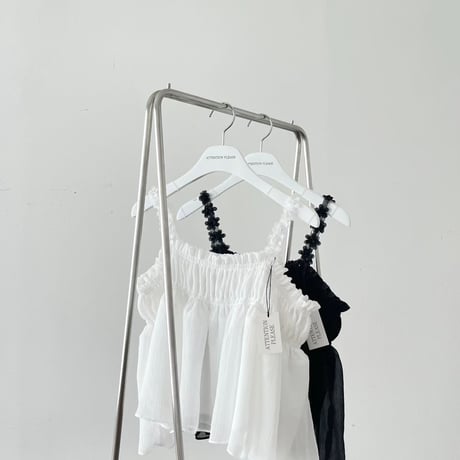 0923 flower strap chiffon camisole/2カラー