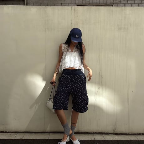 Mini  flower waffle half pants/2カラー