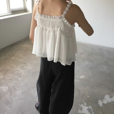0923 flower strap chiffon camisole/2カラー
