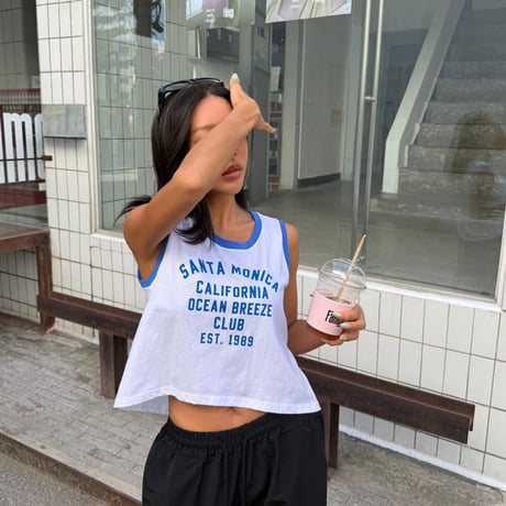 piping logo tank top/3カラー
