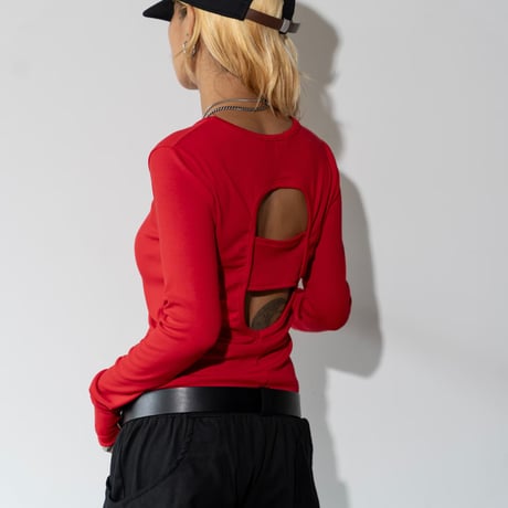1044 Back Open Long Sleeve Tee/4カラー