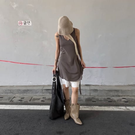 0906 【数量限定】❤eee❤strap design long tank/2カラー