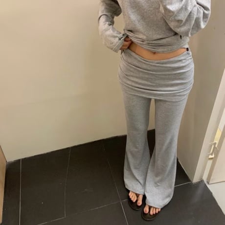 0970 Shirring Layered Flare Pants/2カラー