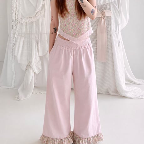 【数量限定】Flower frill crop pants/2カラー