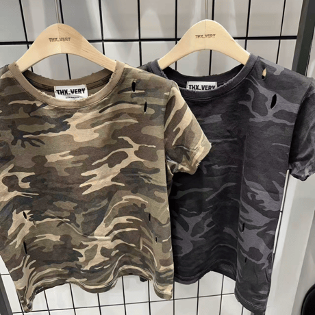 0836 damage camouflage tee/2カラー