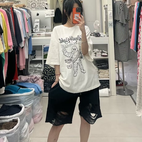 0925 damage half pants/3カラー