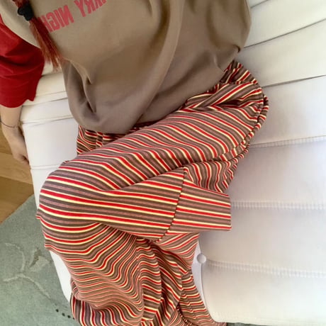 1028 Stripe Fleece Wide Pants/3カラー