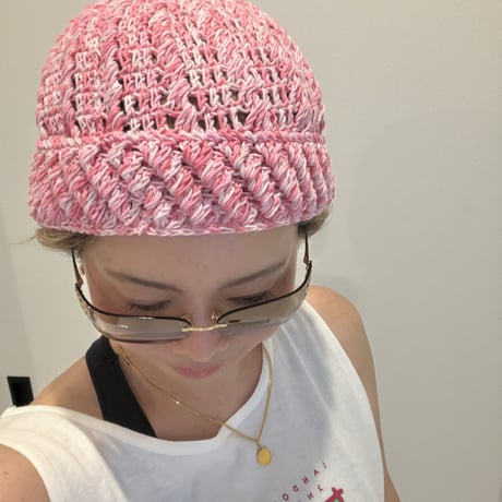 【即納】Handmade ピンクMIX Beanie
