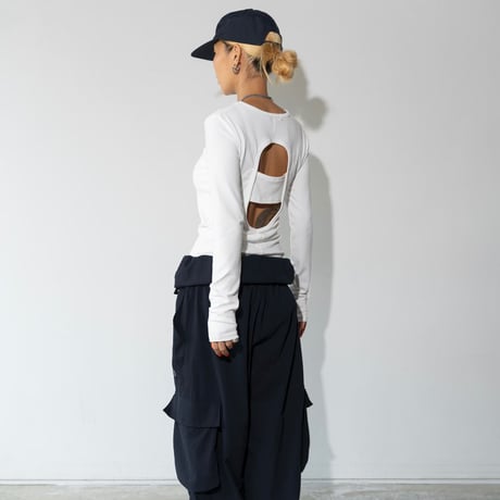 1044 Back Open Long Sleeve Tee/4カラー
