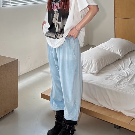 1040 Holographic Velour Wide Pants/4カラー