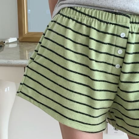 0930 pile border short pants/4カラー