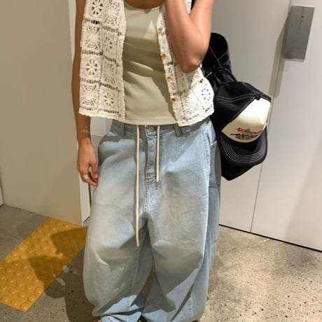 0919 light color wide denim