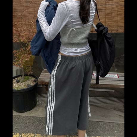 ピグメントVintage Side Line Wide Half Pants/3カラー