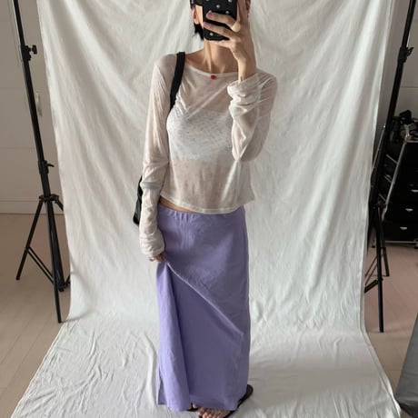 0908 【数量限定】❤eee❤リネン long skirt/パープルのみ