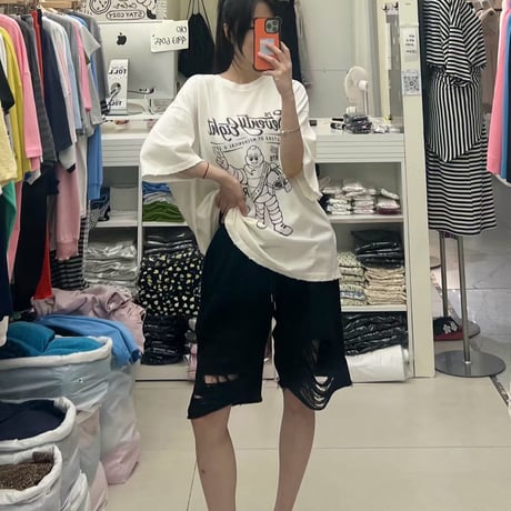 0925 damage half pants/3カラー