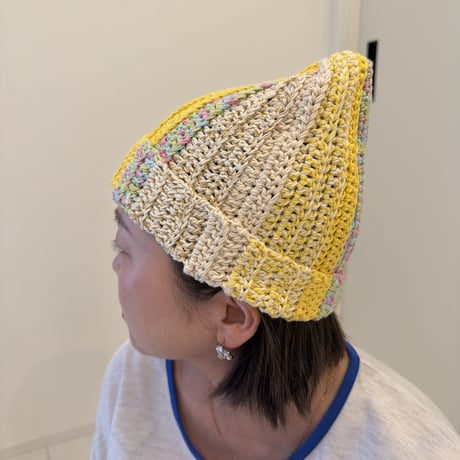 【即納】イエローMIX cotton Beanie