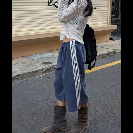 ピグメントVintage Side Line Wide Half Pants/3カラー