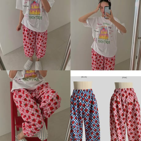 0888 tomato Capri pants/2カラー