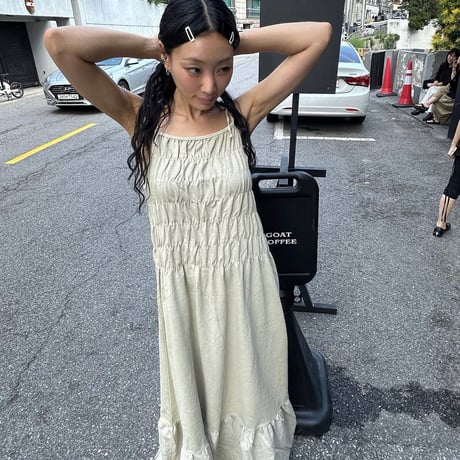 0918 shirring ribbon one-piece/2カラー