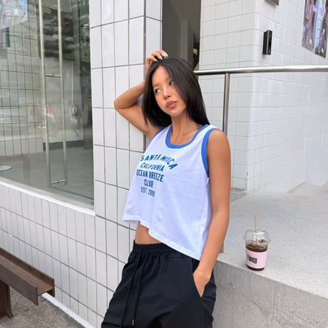 piping logo tank top/3カラー