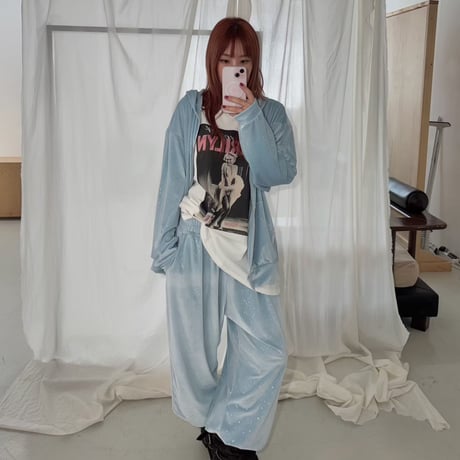1040 Holographic Velour Wide Pants/4カラー