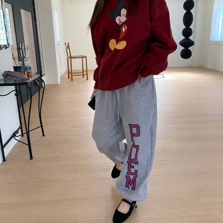 1073 POEMロゴ sweat wide pants/2カラー