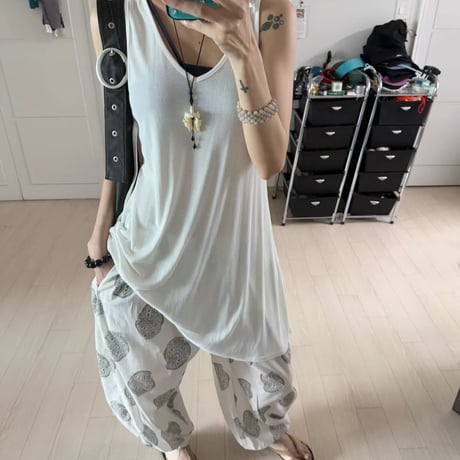 0906 【数量限定】❤eee❤strap design long tank/2カラー