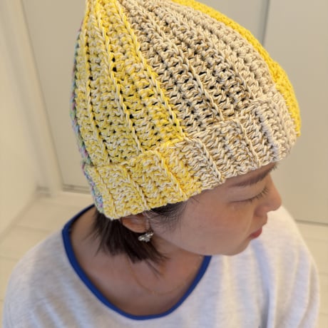 【即納】イエローMIX cotton Beanie