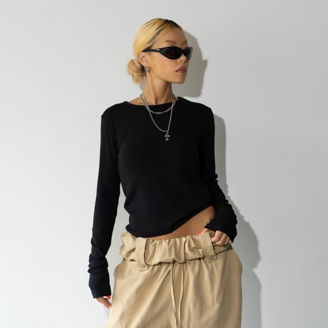 1044 Back Open Long Sleeve Tee/4カラー