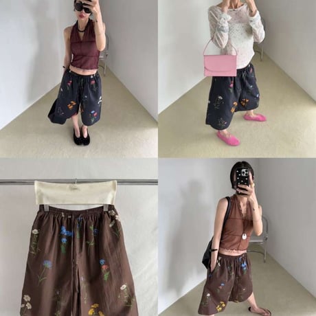 即納数量限定　eee ♥️botanical Flower half pants/2カラー
