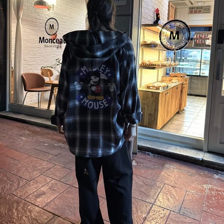 0988 Mickey Check Hooded Shirt Jacket/2カラー