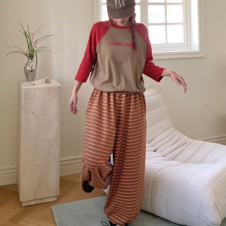 1028 Stripe Fleece Wide Pants/3カラー