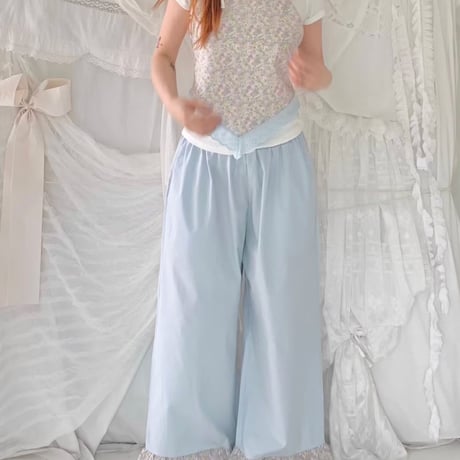 【数量限定】Flower frill crop pants/2カラー