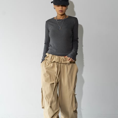 1044 Back Open Long Sleeve Tee/4カラー