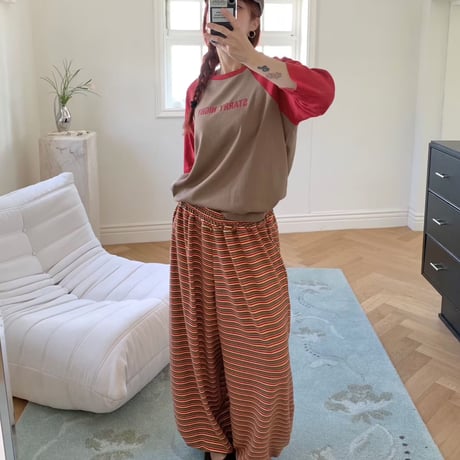 1028 Stripe Fleece Wide Pants/3カラー