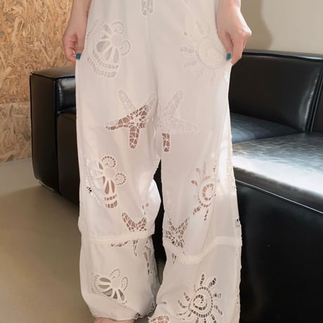 Ocean embroidery pants/ワンカラー
