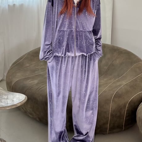 1040 Holographic Velour Wide Pants/4カラー
