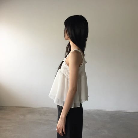 0923 flower strap chiffon camisole/2カラー