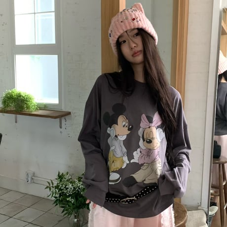 1036 Mickey & Minnie Long Sleeve Tee/2カラー