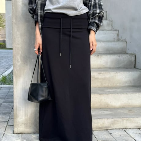 0973 Fold Waist Maxi Sweat Skirt/2カラー