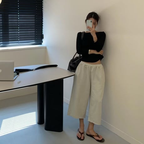 0977 Cut Off Wide Sweat Pants/3カラー