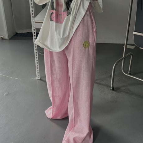 【数量限定】0951 Pastel strip wide pants/2カラー