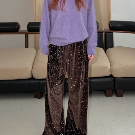 1040 Holographic Velour Wide Pants/4カラー