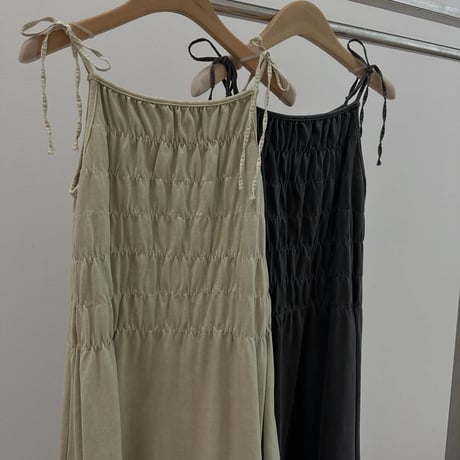 0918 shirring ribbon one-piece/2カラー
